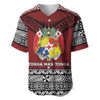 Personalised Tonga Constitution Day Baseball Jersey Tongan Kupesi Ngatu Pattern LT05 Red - Polynesian Pride