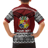 Personalised Tonga Constitution Day Family Matching Short Sleeve Bodycon Dress and Hawaiian Shirt Tongan Kupesi Ngatu Pattern