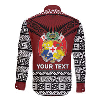 Personalised Tonga Constitution Day Long Sleeve Button Shirt Tongan Kupesi Ngatu Pattern