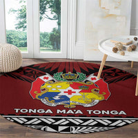 Tonga Constitution Day Round Carpet Tongan Kupesi Ngatu Pattern LT05 - Polynesian Pride