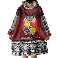 Personalised Tonga Constitution Day Wearable Blanket Hoodie Tongan Kupesi Ngatu Pattern