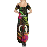 Vanuatu Family Matching Summer Maxi Dress and Hawaiian Shirt Be Strong Pray For Port Vila