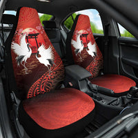 Hawaii and Japan Together Car Seat Cover Polynesian Art Tattoo With Cranes And Sakura LT05 One Size Red - Polynesian Pride
