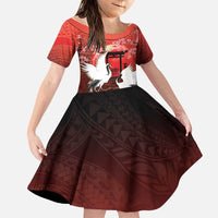 Hawaii and Japan Together Family Matching Off The Shoulder Long Sleeve Dress and Hawaiian Shirt Polynesian Art Tattoo With Cranes And Sakura - Polynesian Pride