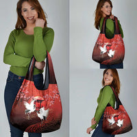 Hawaii and Japan Together Grocery Bag Polynesian Art Tattoo With Cranes And Sakura LT05 - Polynesian Pride