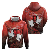 Hawaii and Japan Together Hoodie Polynesian Art Tattoo With Cranes And Sakura LT05 - Polynesian Pride