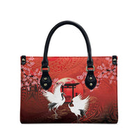 Hawaii and Japan Together Leather Bag Polynesian Art Tattoo With Cranes And Sakura LT05 - Polynesian Pride