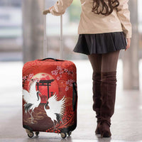Hawaii and Japan Together Luggage Cover Polynesian Art Tattoo With Cranes And Sakura LT05 - Polynesian Pride