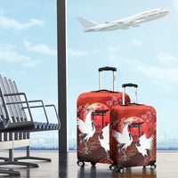 Hawaii and Japan Together Luggage Cover Polynesian Art Tattoo With Cranes And Sakura LT05 - Polynesian Pride