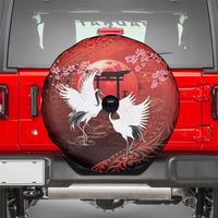 Hawaii and Japan Together Spare Tire Cover Polynesian Art Tattoo With Cranes And Sakura LT05 - Polynesian Pride