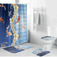 Hawaii And Japan Bathroom Set Plumeria Lei With Koi Fish Blue LT05 Bathroom Set (4 pcs) Blue - Polynesian Pride