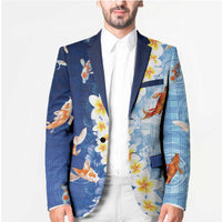 Hawaii And Japan Blazer Plumeria Lei With Koi Fish Blue LT05 - Polynesian Pride
