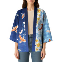 Hawaii And Japan Kimono Plumeria Lei With Koi Fish Blue LT05 - Polynesian Pride