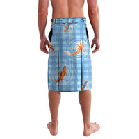 Hawaii And Japan Lavalava Plumeria Lei With Koi Fish Blue - Polynesian Pride