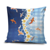 Hawaii And Japan Pillow Cover Plumeria Lei With Koi Fish Blue LT05 Blue - Polynesian Pride