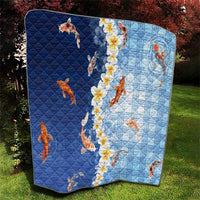 Hawaii And Japan Quilt Plumeria Lei With Koi Fish Blue LT05 - Polynesian Pride