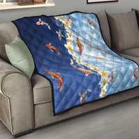 Hawaii And Japan Quilt Plumeria Lei With Koi Fish Blue LT05 - Polynesian Pride