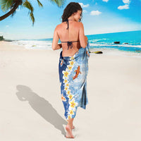Hawaii And Japan Sarong Plumeria Lei With Koi Fish Blue LT05 - Polynesian Pride