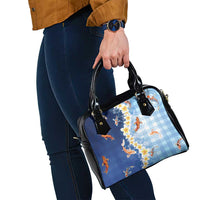 Hawaii And Japan Shoulder Handbag Plumeria Lei With Koi Fish Blue LT05 - Polynesian Pride