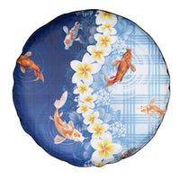 Hawaii And Japan Spare Tire Cover Plumeria Lei With Koi Fish Blue LT05 - Polynesian Pride
