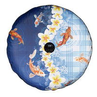 Hawaii And Japan Spare Tire Cover Plumeria Lei With Koi Fish Blue LT05 - Polynesian Pride