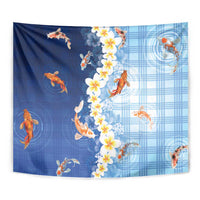 Hawaii And Japan Tapestry Plumeria Lei With Koi Fish Blue LT05 - Polynesian Pride