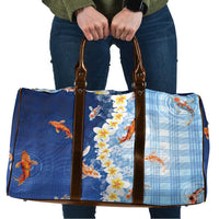 Hawaii And Japan Travel Bag Plumeria Lei With Koi Fish Blue LT05 Blue - Polynesian Pride