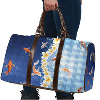 Hawaii And Japan Travel Bag Plumeria Lei With Koi Fish Blue LT05 - Polynesian Pride