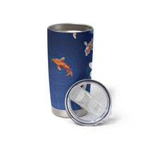 Hawaii And Japan Tumbler Cup Plumeria Lei With Koi Fish Blue LT05 - Polynesian Pride