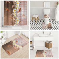 Hawaii And Japan Bathroom Set Plumeria Lei With Koi Fish Beige LT05 - Polynesian Pride