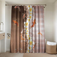 Hawaii And Japan Bathroom Set Plumeria Lei With Koi Fish Beige LT05 Shower Curtain Only Beige - Polynesian Pride