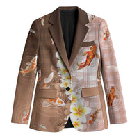 Hawaii And Japan Blazer Plumeria Lei With Koi Fish Beige LT05 Unisex Beige - Polynesian Pride