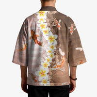Hawaii And Japan Kimono Plumeria Lei With Koi Fish Beige LT05 - Polynesian Pride