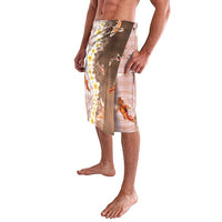 Hawaii And Japan Lavalava Plumeria Lei With Koi Fish Beige LT05 - Polynesian Pride