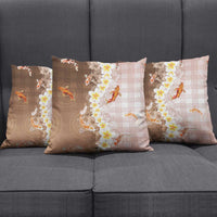 Hawaii And Japan Pillow Cover Plumeria Lei With Koi Fish Beige LT05 - Polynesian Pride
