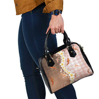 Hawaii And Japan Shoulder Handbag Plumeria Lei With Koi Fish Beige LT05 - Polynesian Pride