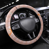 Hawaii And Japan Steering Wheel Cover Plumeria Lei With Koi Fish Beige LT05 Universal Fit Beige - Polynesian Pride