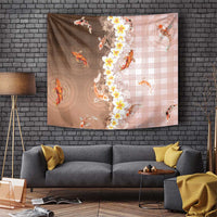 Hawaii And Japan Tapestry Plumeria Lei With Koi Fish Beige LT05 Beige - Polynesian Pride