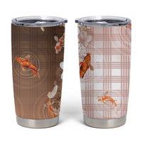 Hawaii And Japan Tumbler Cup Plumeria Lei With Koi Fish Beige LT05 Beige - Polynesian Pride