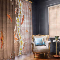 Hawaii And Japan Window Curtain Plumeria Lei With Koi Fish Beige LT05 - Polynesian Pride