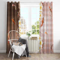 Hawaii And Japan Window Curtain Plumeria Lei With Koi Fish Beige LT05 - Polynesian Pride