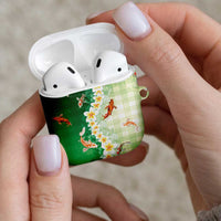 Hawaii And Japan AirPods Case Plumeria Lei With Koi Fish Green LT05 - Polynesian Pride