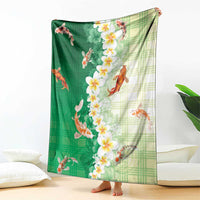 Hawaii And Japan Blanket Plumeria Lei With Koi Fish Green LT05 - Polynesian Pride