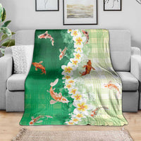Hawaii And Japan Blanket Plumeria Lei With Koi Fish Green LT05 - Polynesian Pride