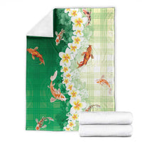 Hawaii And Japan Blanket Plumeria Lei With Koi Fish Green LT05 - Polynesian Pride
