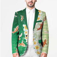 Hawaii And Japan Blazer Plumeria Lei With Koi Fish Green LT05 - Polynesian Pride