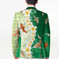 Hawaii And Japan Blazer Plumeria Lei With Koi Fish Green LT05 - Polynesian Pride