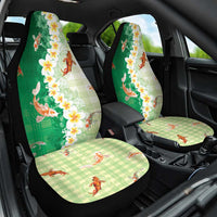 Hawaii And Japan Car Seat Cover Plumeria Lei With Koi Fish Green LT05 One Size Green - Polynesian Pride