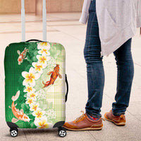 Hawaii And Japan Luggage Cover Plumeria Lei With Koi Fish Green LT05 Green - Polynesian Pride