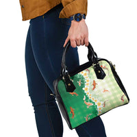 Hawaii And Japan Shoulder Handbag Plumeria Lei With Koi Fish Green LT05 - Polynesian Pride